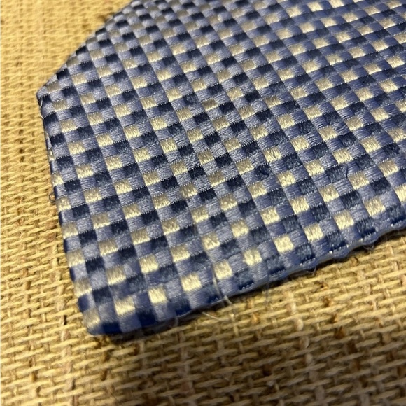 Nicole Miller Blue and Silver Checkered Men's All Silk Tie - Picture 3 of 9